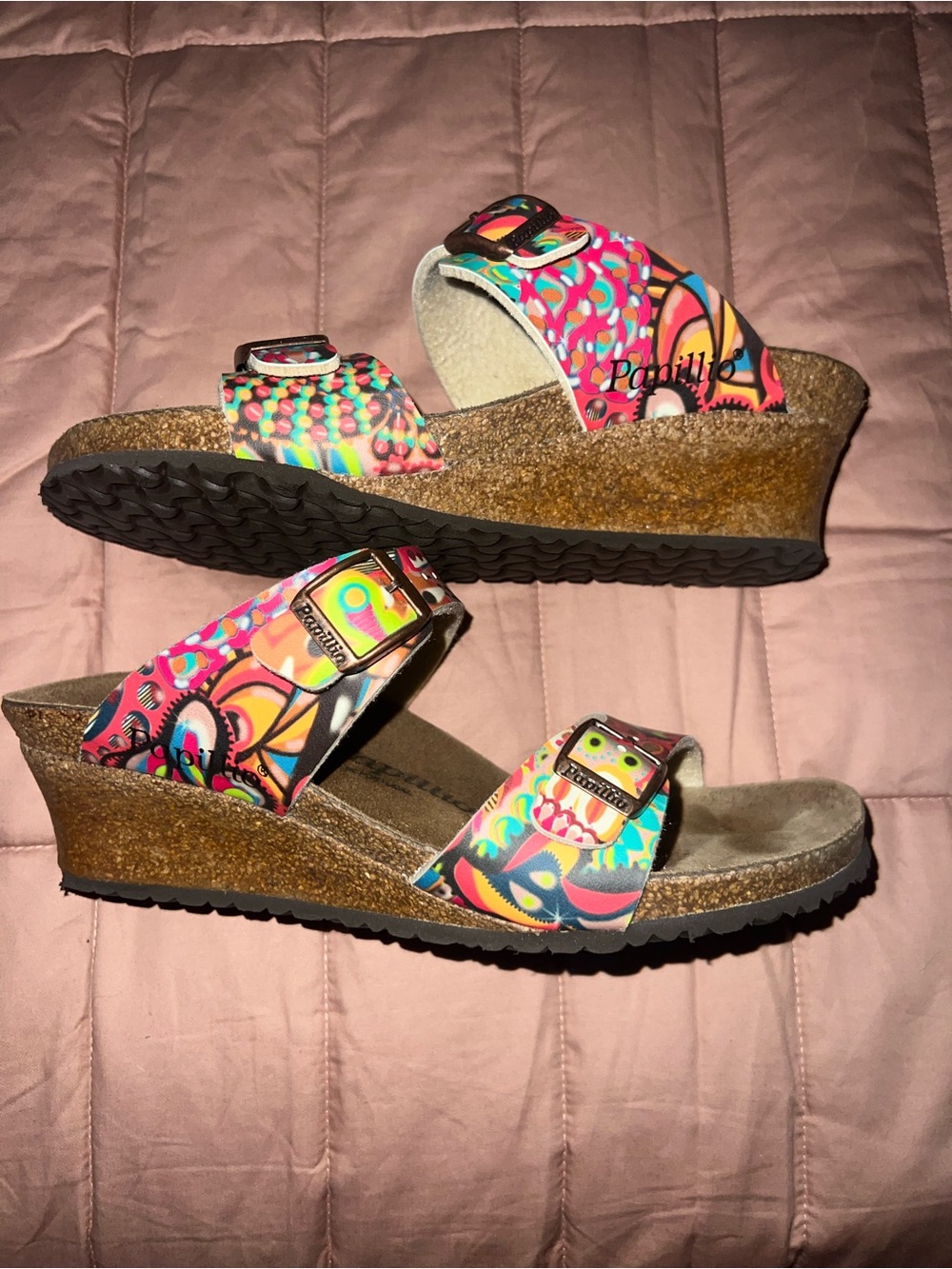 Birkenstock/Papillio Dorothy African Wax Raspberry Wedge Sandals Size 39